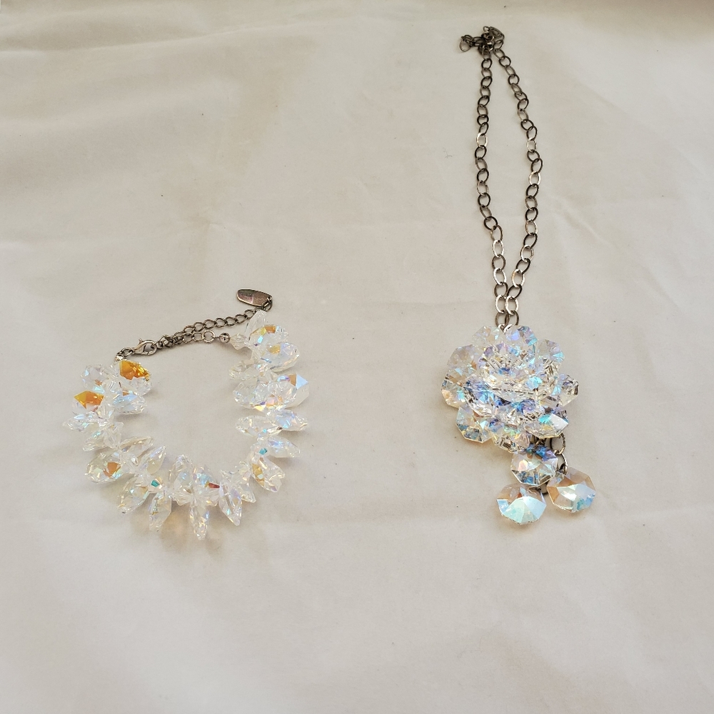 Crystal Statement Necklace And Bracelet - image 2